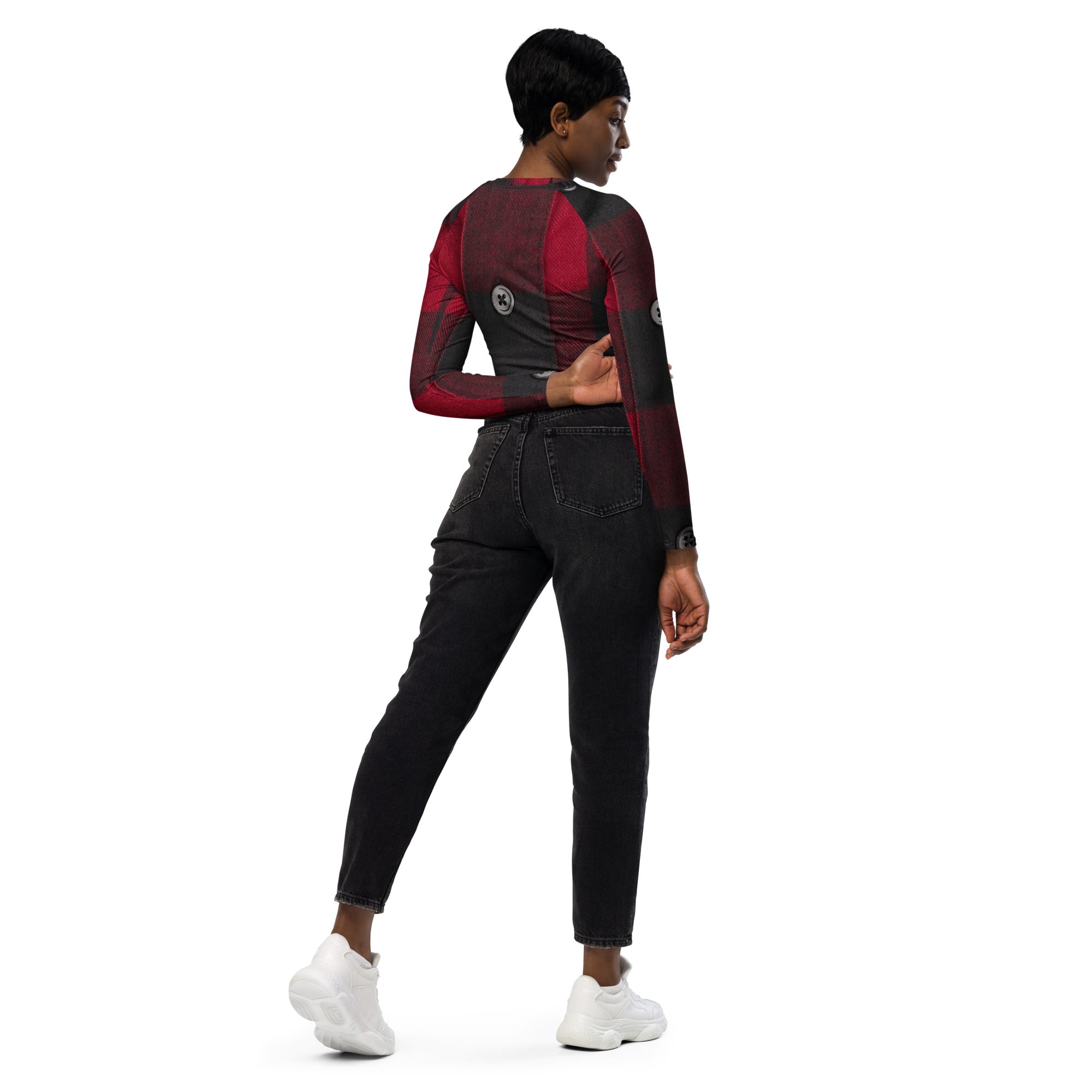 Girls' Christmas Cropped Top. Not-a-PJ Plaid Christmas Streetwear or Activewear. WickedYo.
